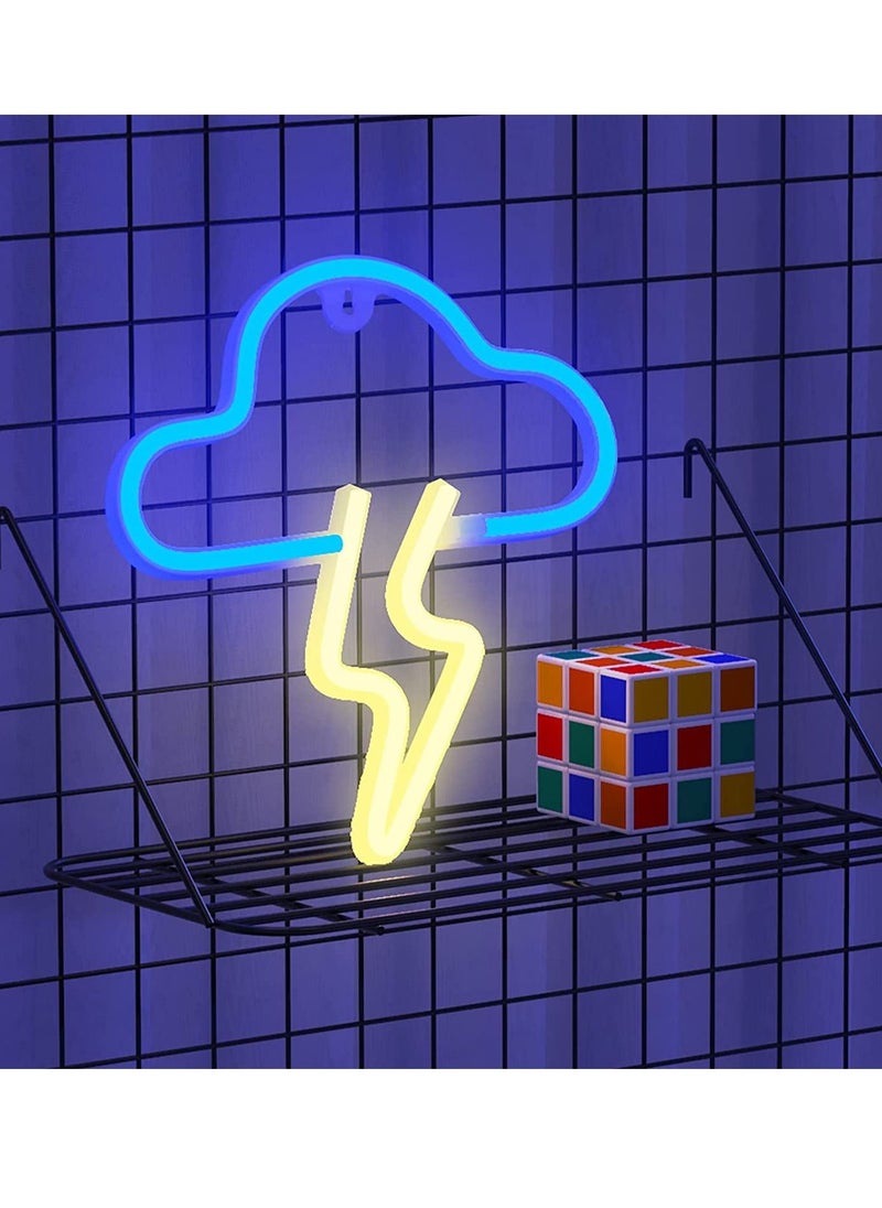 Arabest - إشارة نيون LED شكل سحاب البرق ضوء ديكور جدار يعمل بالبطارية أو USB أزرق - Image 1