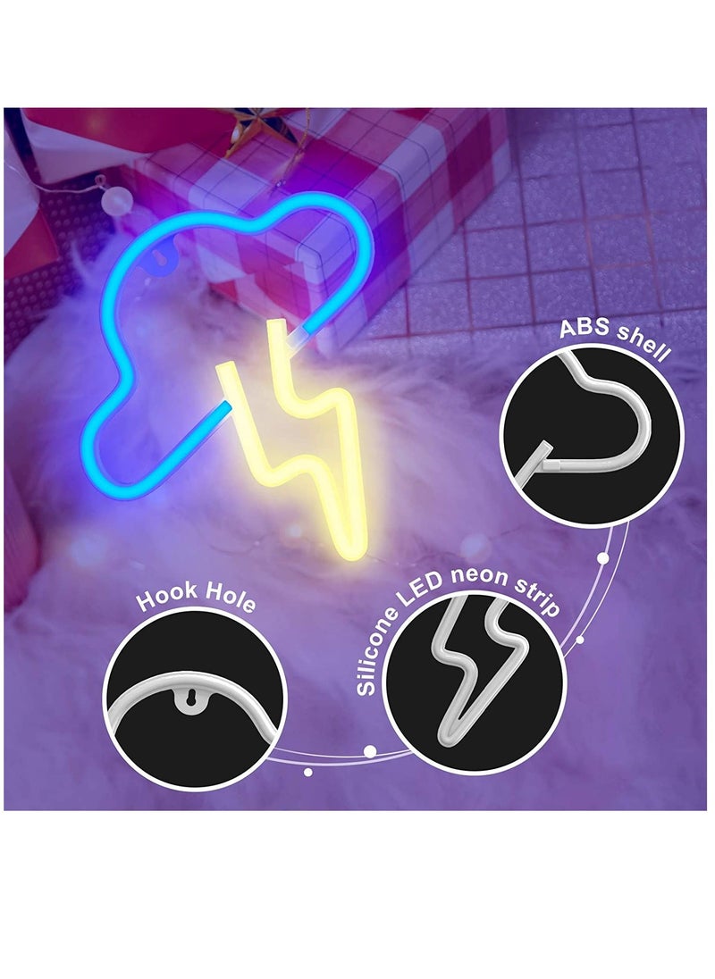 Arabest - إشارة نيون LED شكل سحاب البرق ضوء ديكور جدار يعمل بالبطارية أو USB أزرق - Image 1
