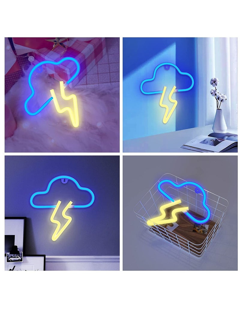 Arabest - إشارة نيون LED شكل سحاب البرق ضوء ديكور جدار يعمل بالبطارية أو USB أزرق - Image 1