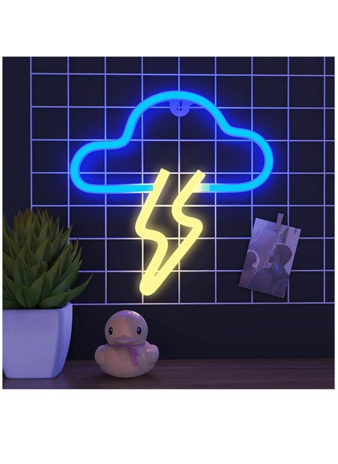 إشارة نيون LED شكل سحاب البرق ضوء ديكور جدار يعمل بالبطارية أو USB أزرق