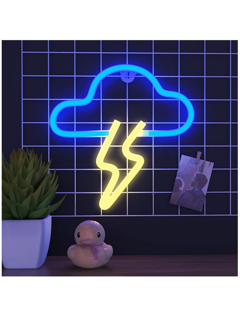 Arabest - إشارة نيون LED شكل سحاب البرق ضوء ديكور جدار يعمل بالبطارية أو USB أزرق - Image 1