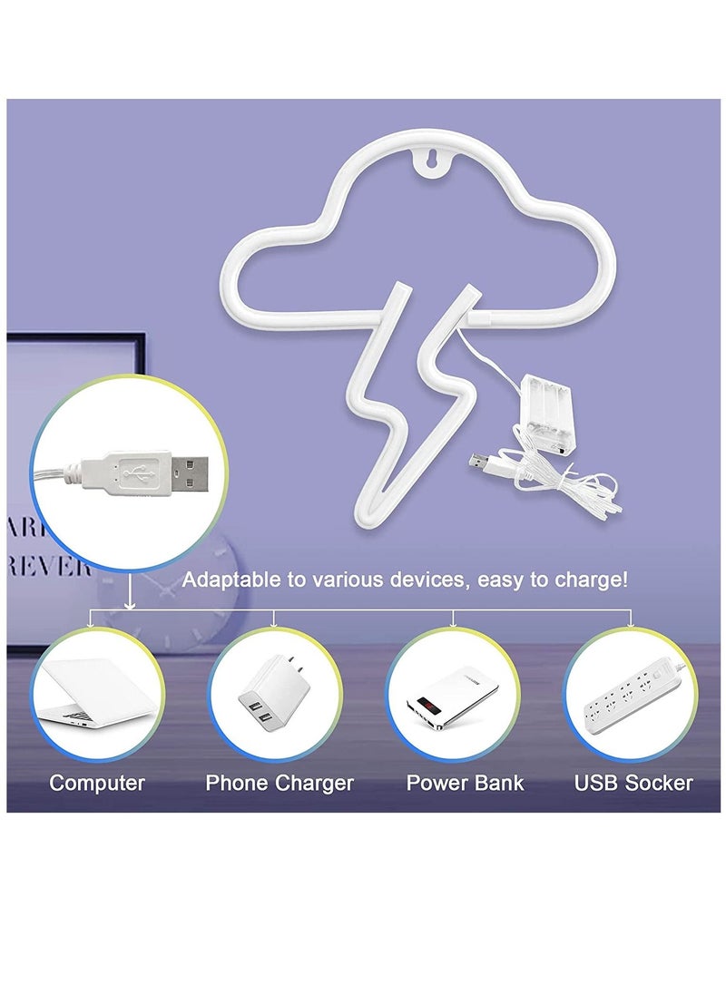 Arabest - إشارة نيون LED شكل سحاب البرق ضوء ديكور جدار يعمل بالبطارية أو USB أزرق - Image 1