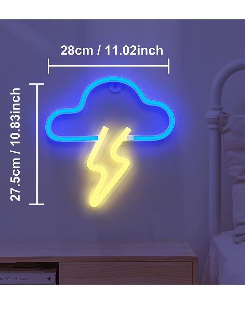 Arabest - إشارة نيون LED شكل سحاب البرق ضوء ديكور جدار يعمل بالبطارية أو USB أزرق - Image 1