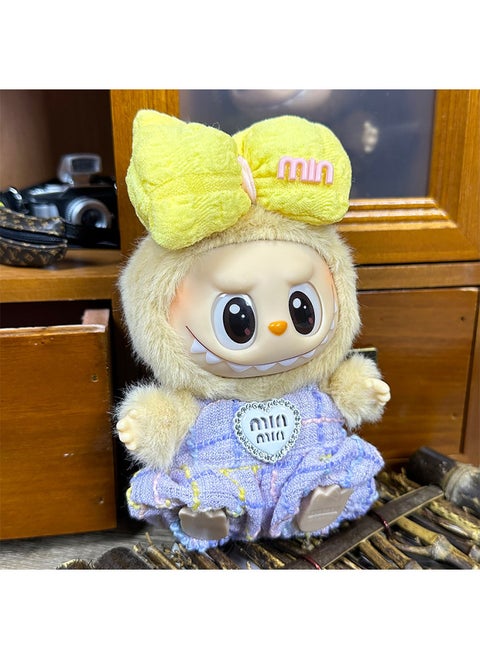 Labubu Sitting Party Doll Clothes Generation II Blind Box Labubu Doll Clothes Ragcloth Clothes Plush Vinyl Face-Specification:First And Second Generation Universal (doll Not Included) - Standard Outfit-Color:M’s Purple Suit (hair Accessories + Jumpsuit)