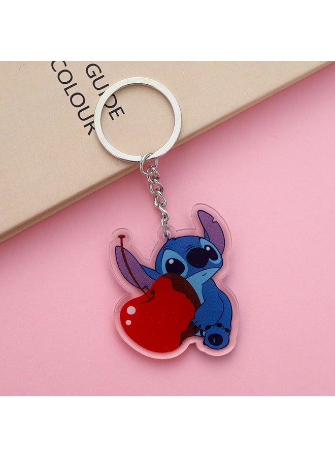 Cute Alien Creature Acrylic Keychain - Stitch Double-Sided Print, Durable Bag Charm