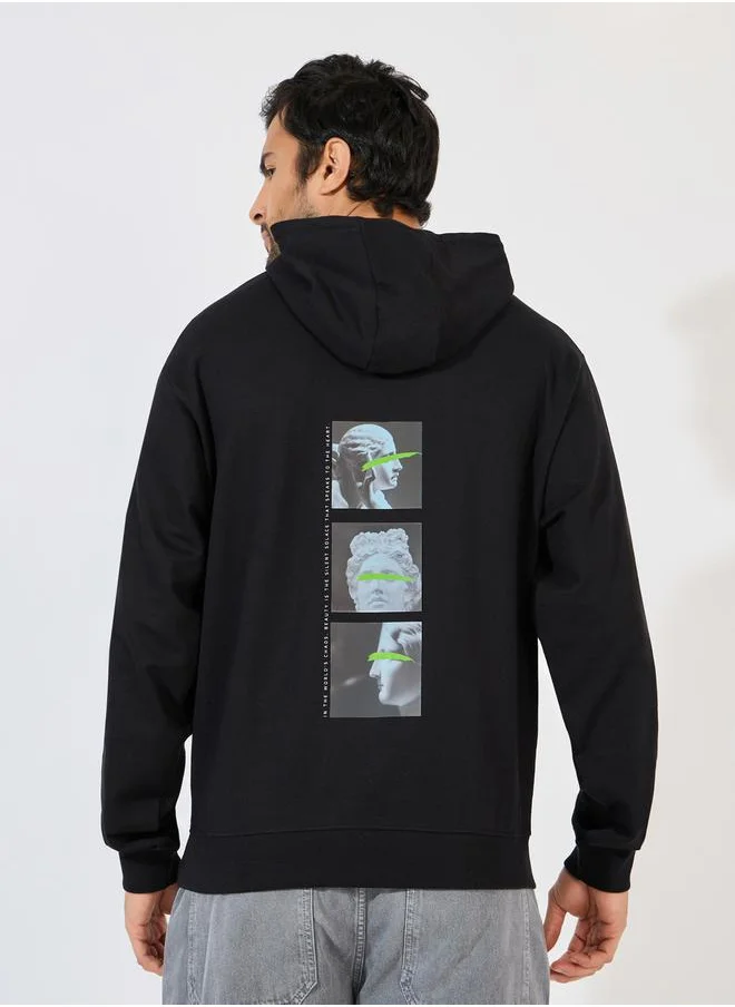Styli Photo Back Print Relaxed Fit Hoodie