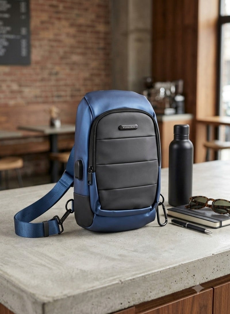 Men’s Crossbody Shoulder Bag – Blue – Practical & Stylish Design - Image 2