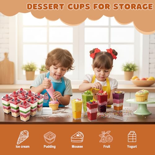LifeIdeas 600 Pcs 3 Oz Mini Dessert Cups with Lids and Spoons, Reusable Square Appetizer, Parfait, and Shooters Cups for Parties, Ideal for Ice Cream, Fruit, Pudding, and Cake - Image 5