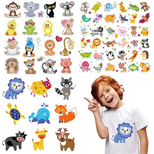 Totelux Iron on Transfer Patch Cute Animal Iron on Decals Deer Lion Penguin Design Heat Transfer Sticker for TShirt Clothing Jeans Backpacks Pillow DIY Decoration 3sheets - Image 1