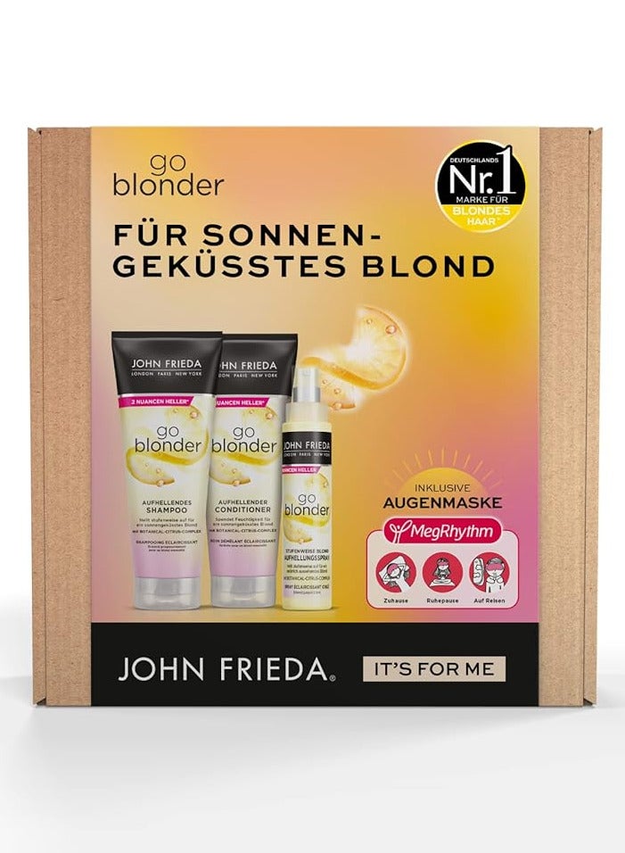 جون فريدا مجموعة للشعر الأشقر - شامبو 250 مل، بلسم 250 مل، بخاخ تفتيح 100 مل، وقناع عيون ميجريثم مجاني - Image 2