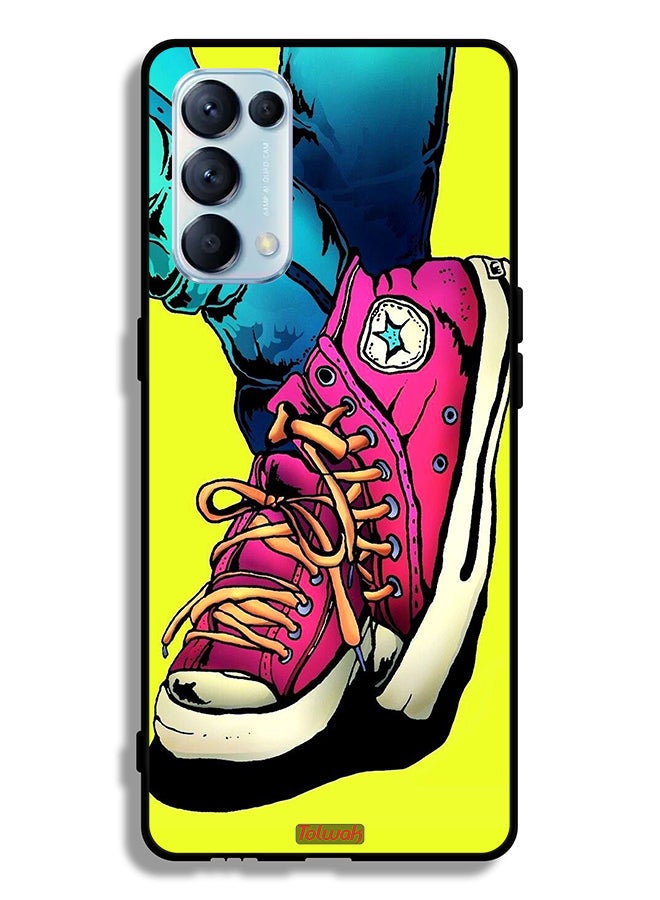 Tolwak Oppo Reno5 Pro 5G Protective Case Cover Canva Shoes Art - Image 2