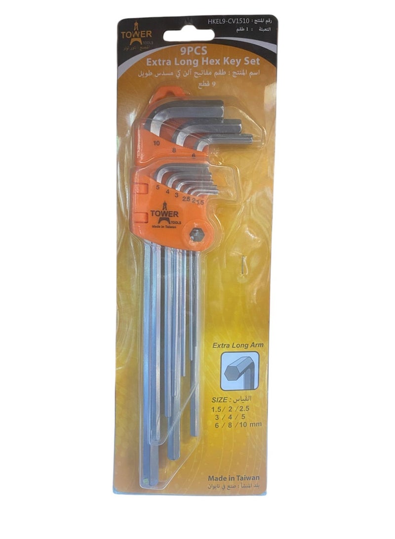 Tower tools 9PCS Extra Long Hex Key Set – Made in Taiwan - Image 2