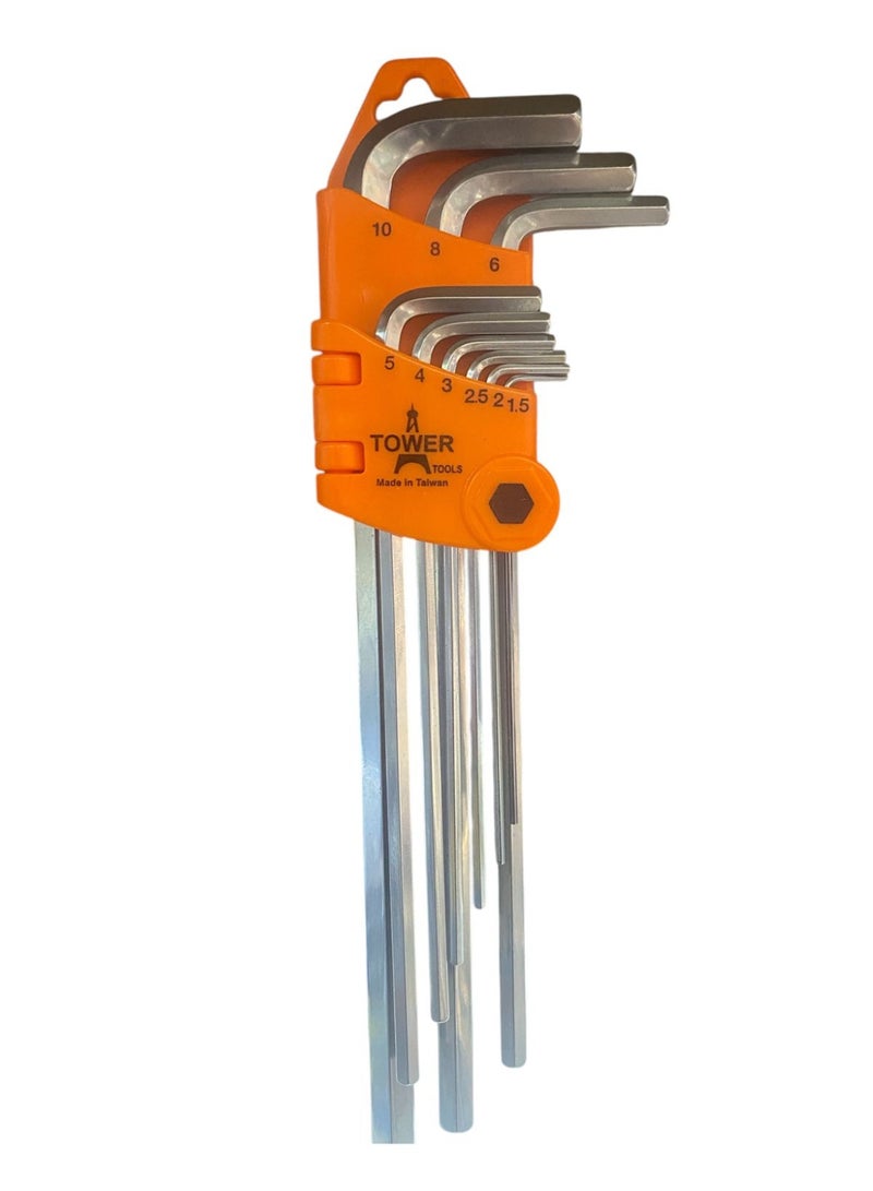 Tower tools 9PCS Extra Long Hex Key Set – Made in Taiwan - Image 1