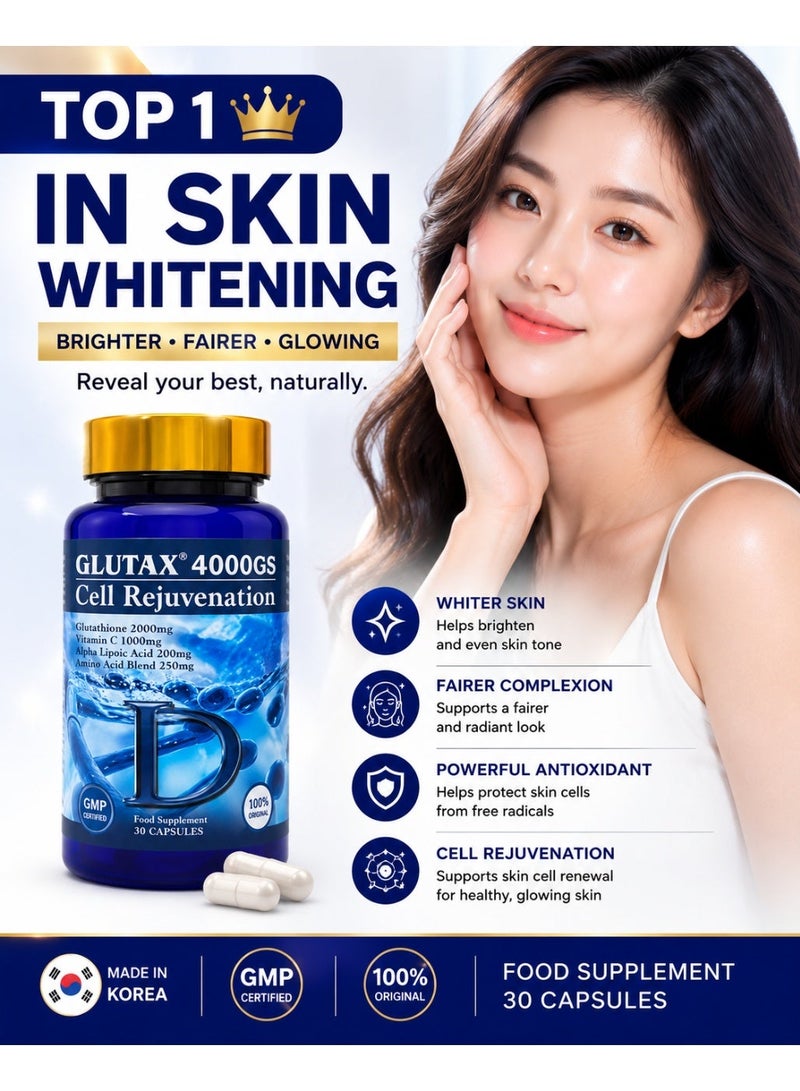 Glutax - Cell Rejuvenation - Powerful skin Whitening Capsules - Formulated in Italy - 1 Piece - Image 2