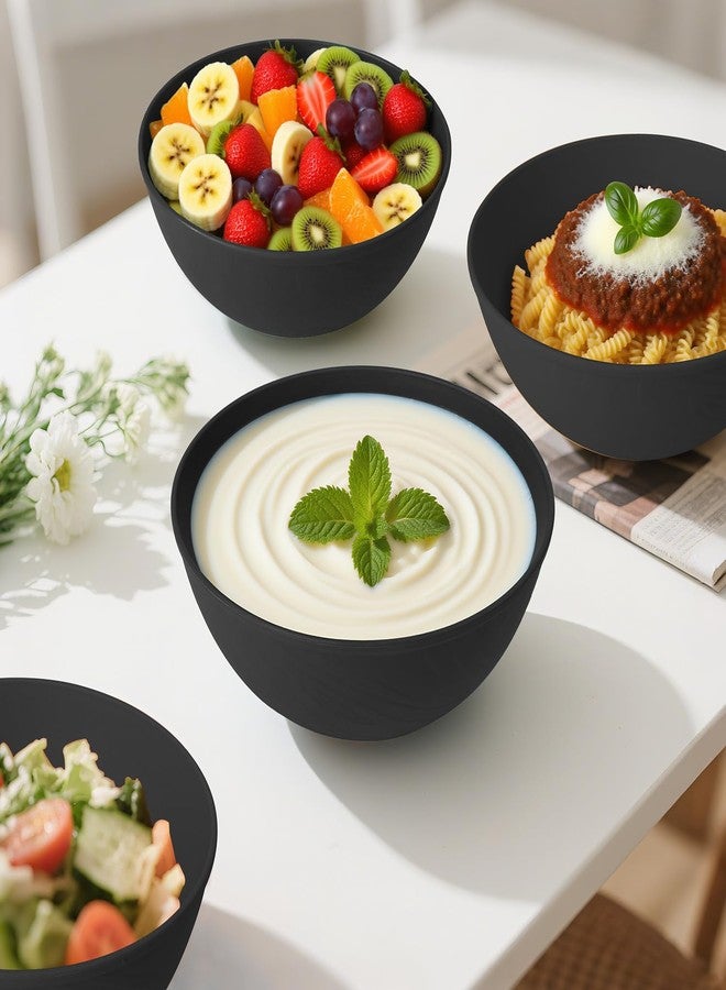 Perlapoc Unbreakable Cereal Bowls 40 OZ, Wheat Straw Bowls Set of 6 with Unique Pattern, Reusable Plastic Bowl for Cereal, Soup, Salad and Ramen, Indoor & Outdoor Essentials, Black - Image 3