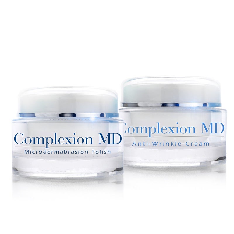 Anti Aging 2 Step Skin Care System Bundle  Microdermabrasion Scrub 169 oz  Anti Wrinkle Cream 1 oz  Reduce Fine Lines  Wrinkles  with Peptides  Hyaluronic Acid