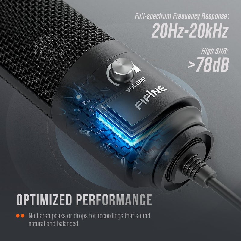 FIFINE USB Microphone, Metal Condenser Recording Microphone for MAC OS, Windows, Cardioid Laptop Mic for Recording Vocals, Voice Overs, Streaming, Meeting and YouTube Videos-K669B - Image 2