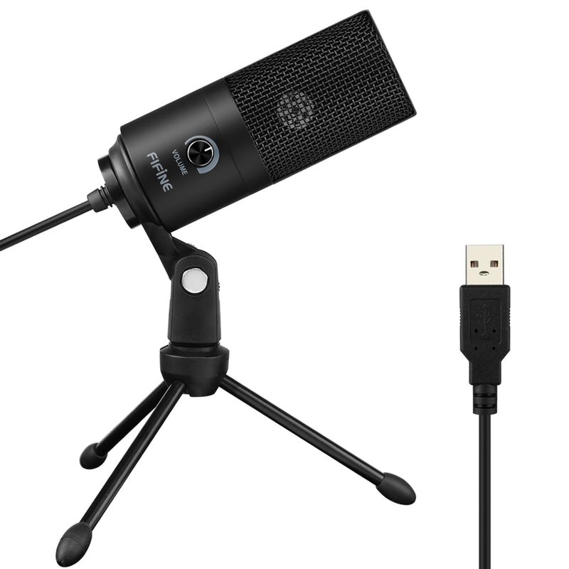 FIFINE USB Microphone, Metal Condenser Recording Microphone for MAC OS, Windows, Cardioid Laptop Mic for Recording Vocals, Voice Overs, Streaming, Meeting and YouTube Videos-K669B - Image 1