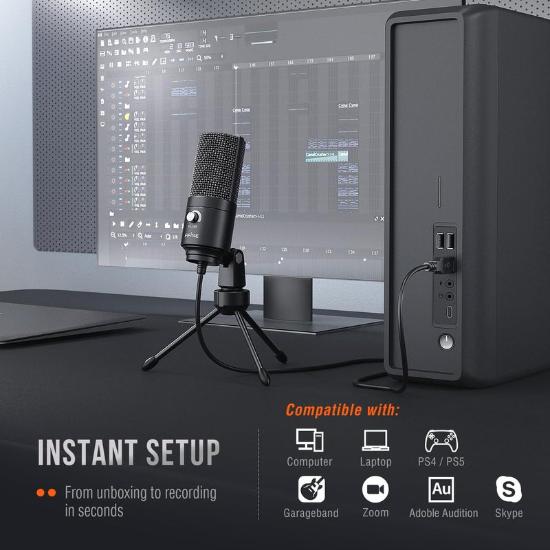 FIFINE USB Microphone, Metal Condenser Recording Microphone for MAC OS, Windows, Cardioid Laptop Mic for Recording Vocals, Voice Overs, Streaming, Meeting and YouTube Videos-K669B - Image 5