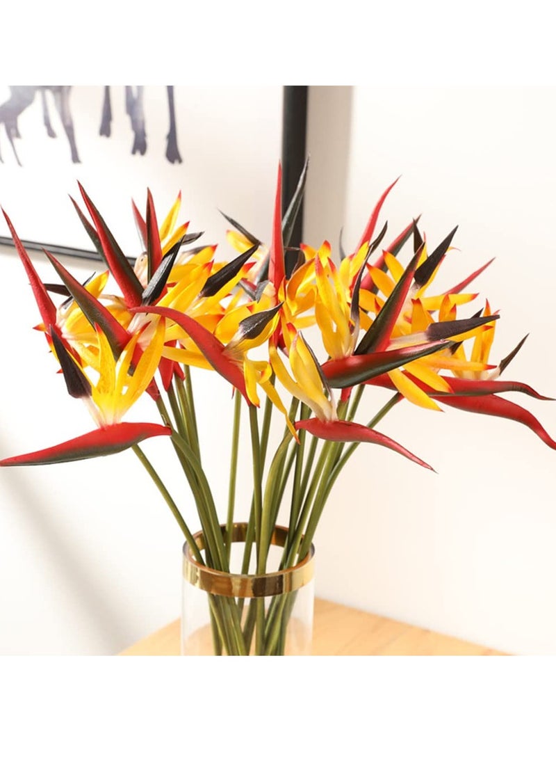 SOLARAE 10Pack Artificial Flowers Bird of Paradise 22 Inch Hawaiian Tropical Flowers UV Resistant No Fade Fake Plastic Plants for Home Garden Office Wedding Decorations Yellow - Image 2