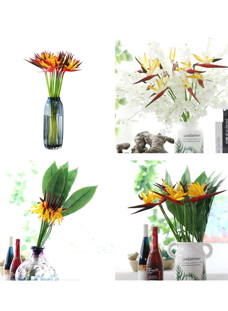 SOLARAE 10Pack Artificial Flowers Bird of Paradise 22 Inch Hawaiian Tropical Flowers UV Resistant No Fade Fake Plastic Plants for Home Garden Office Wedding Decorations Yellow - Image 5