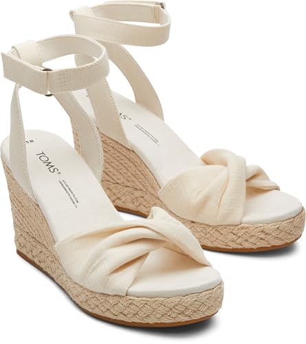 TOMS Women's Marisela Espadrille Wedge Sandal, Natural Slubby Woven, 7.5 - Image 3