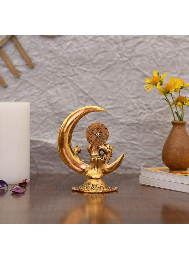 Collectible India Collectible India Baby Krishna Idol Murti Statue for Home Puja Decor - Gold Plated Krishna Idols on Moon Showpiece Decorative Gifts Set (Set of 1)  - Image 4