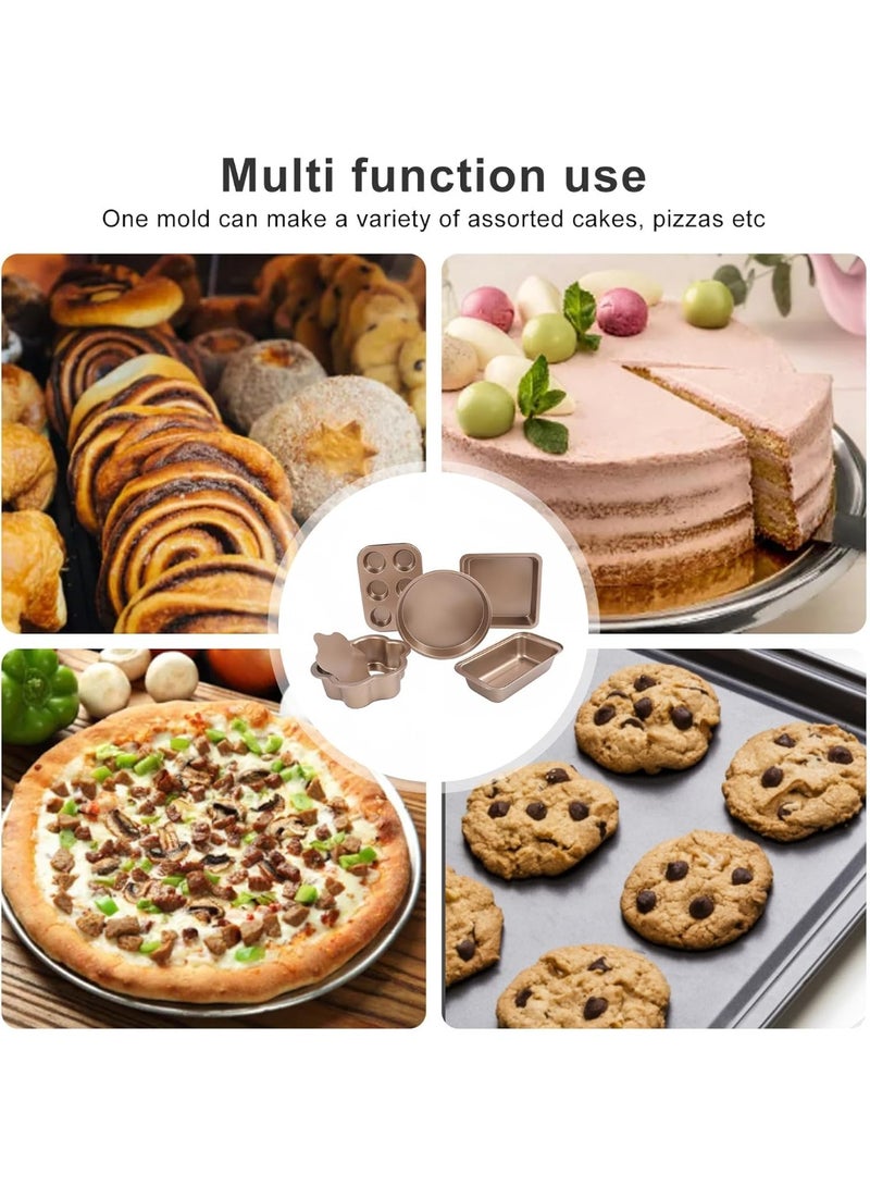 6 pcs Bakeware Sets, Baking Pans Set, Nonstick Bakeware Set With Oven Pans, Baking Sheet, Wire Rack Complete Kitchen Baking Set, Carbon Steel Oven Bakeware Baking Set (Gold) - Image 4