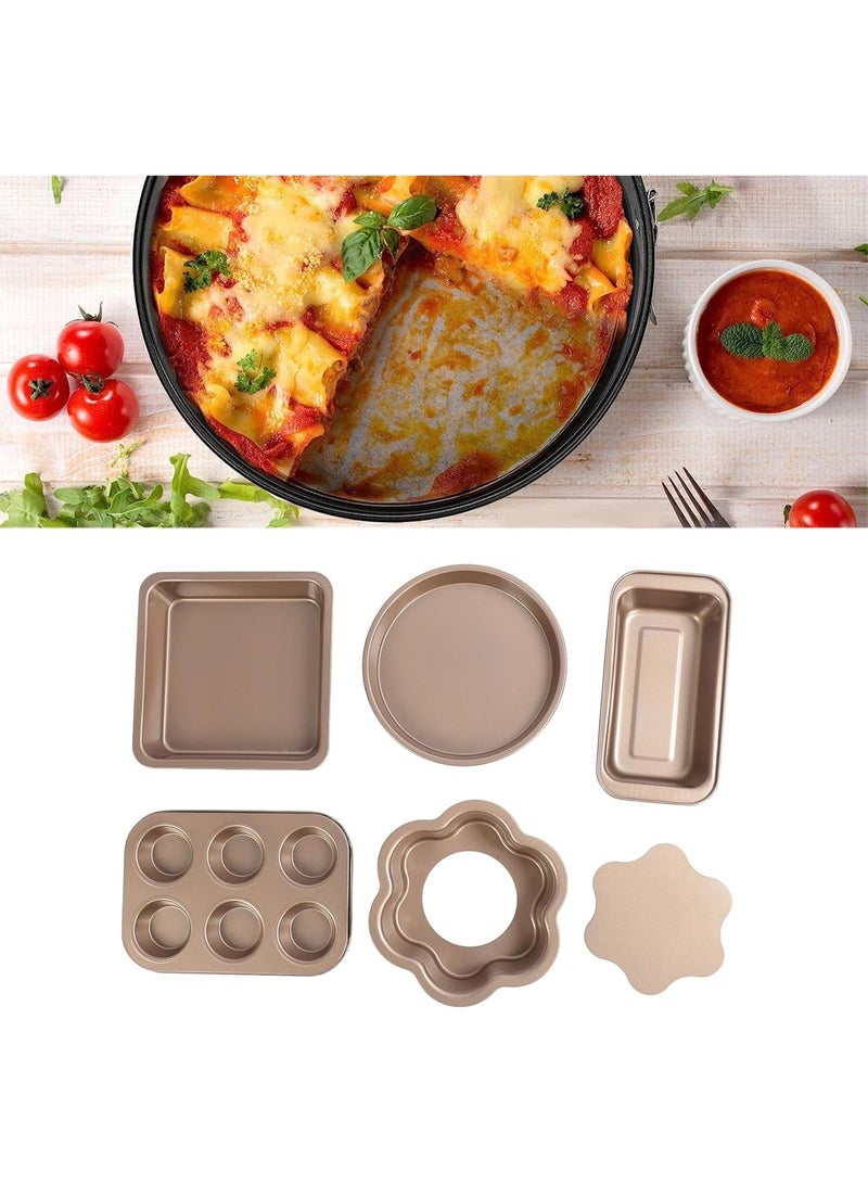 6 pcs Bakeware Sets, Baking Pans Set, Nonstick Bakeware Set With Oven Pans, Baking Sheet, Wire Rack Complete Kitchen Baking Set, Carbon Steel Oven Bakeware Baking Set (Gold) - Image 3