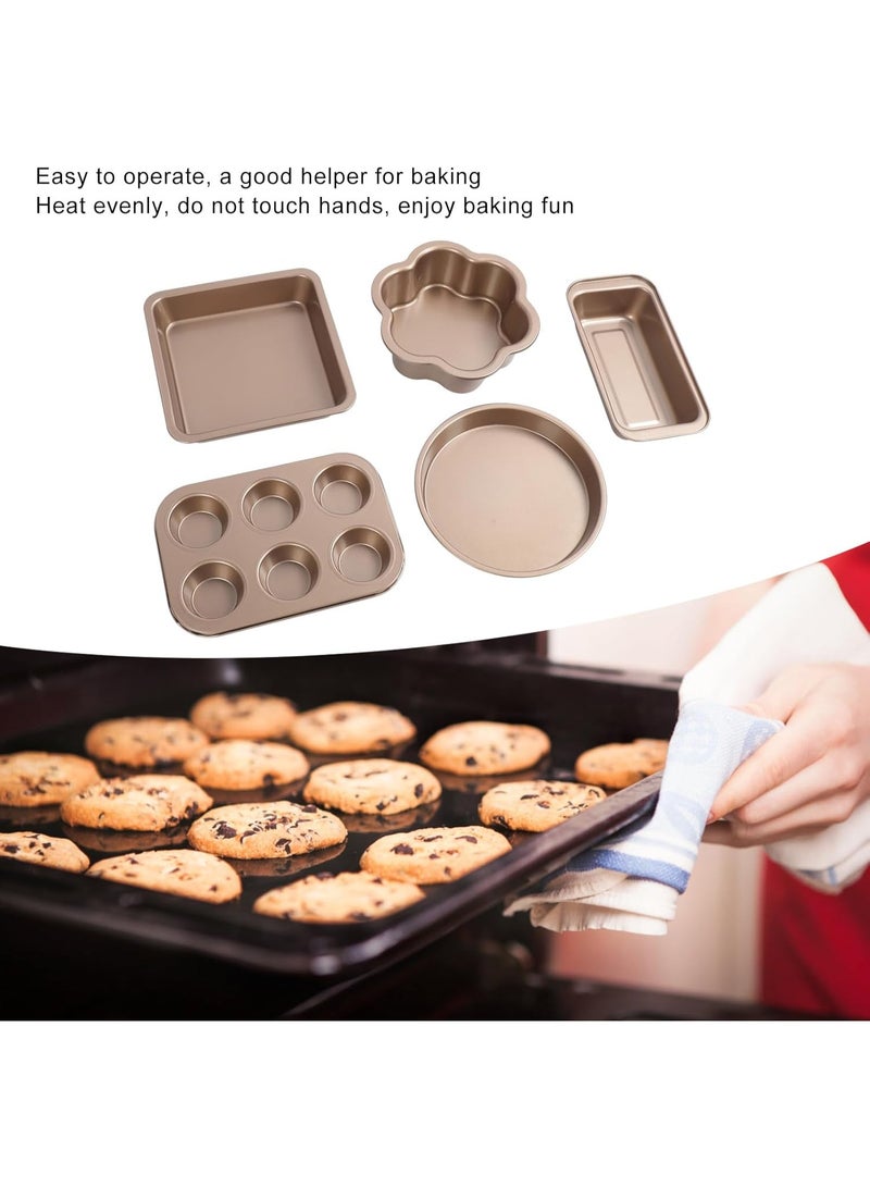 6 pcs Bakeware Sets, Baking Pans Set, Nonstick Bakeware Set With Oven Pans, Baking Sheet, Wire Rack Complete Kitchen Baking Set, Carbon Steel Oven Bakeware Baking Set (Gold) - Image 5