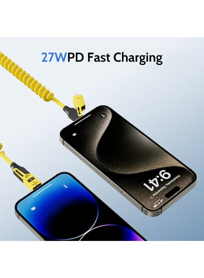 BASEMO 4-in-1 Spring Data Cable, 65W USB-C Multi Fast Charging Cable 5FT, Multi USB Charger Cable, Multi Device Charging Type C Charger Cord for Cars, iPhone, MacBook Pro, iPad Pro, Galaxy S24/S23, Cameras - Image 4