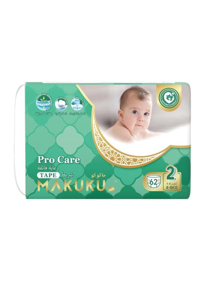 Makuku Pro Care Tape Diapers - Size 2 (4-8kg) | 2-3months | 62 Pieces  - Image 1