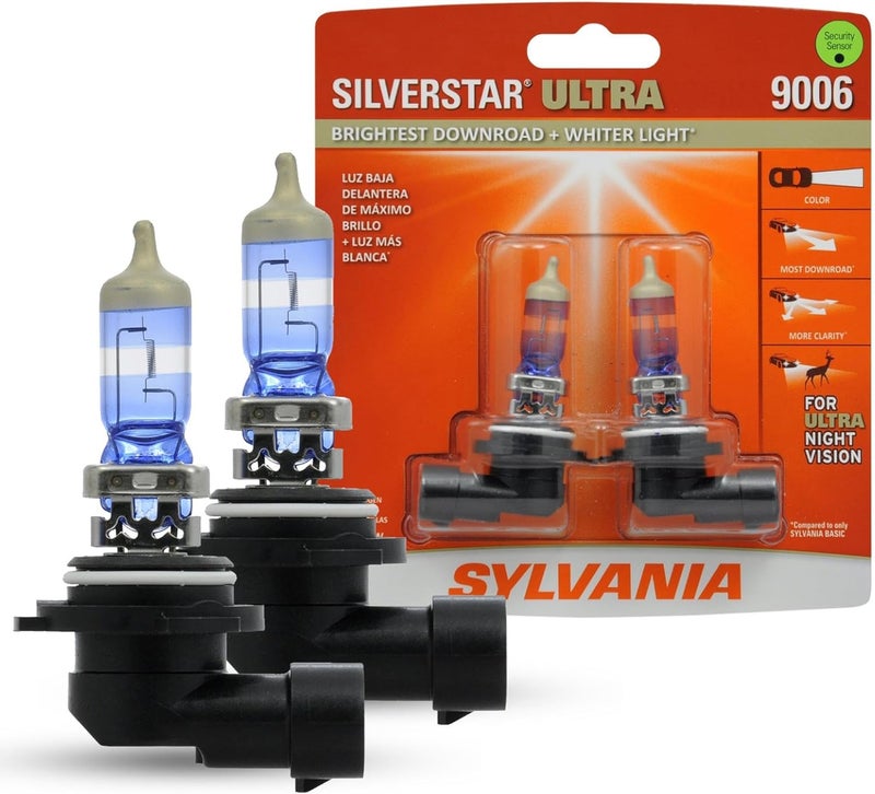 SYLVANIA 9006 SilverStar Ultra High Performance Halogen Headlight Bulb - Brightest Downroad with Whiter Light (2 Bulbs) - Image 1