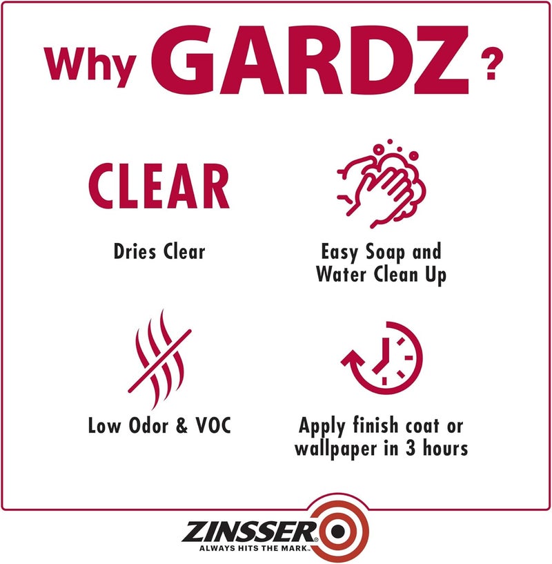 Zinsser زنسير غاردز سيلر للأسطح المشكلة - 1 كوارت سيلر داخلي شفاف قائم على الماء - Image 5