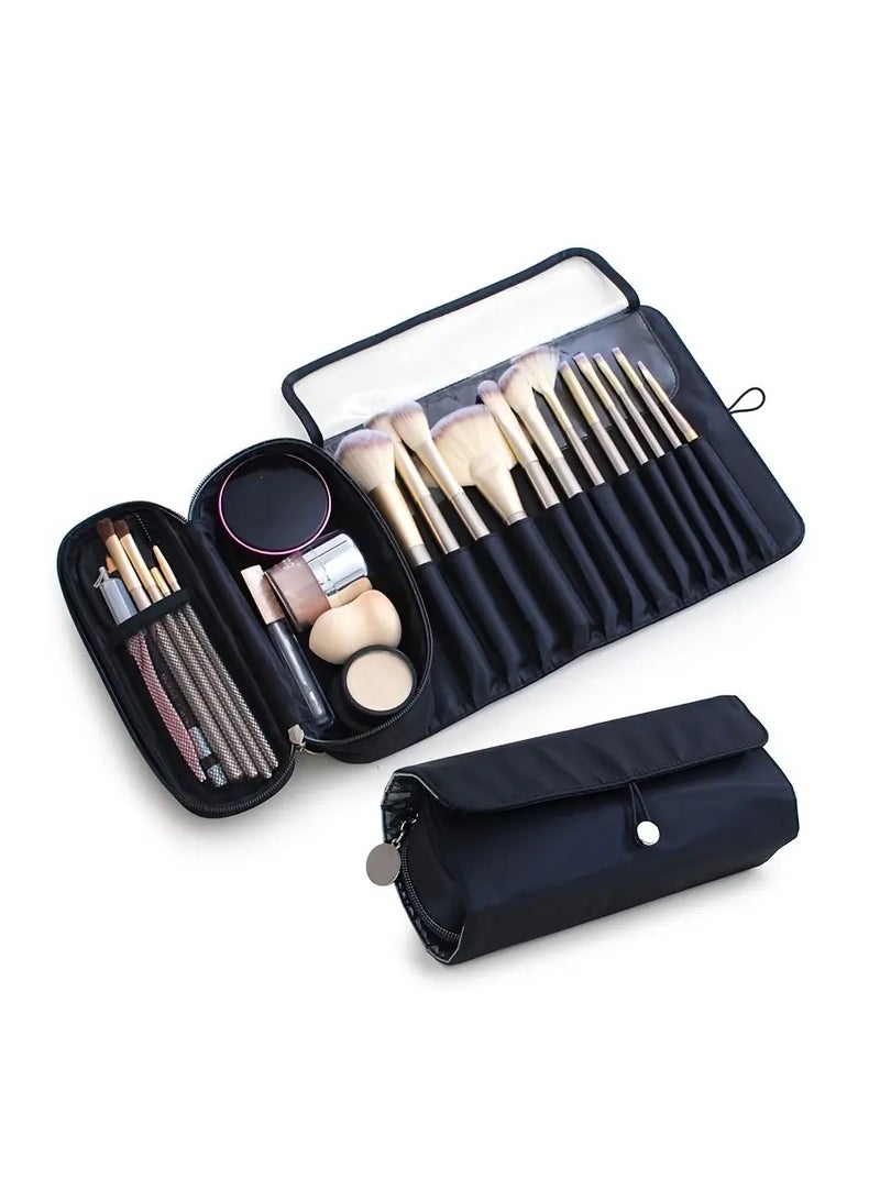 أوريتي حقيبة فرشاة المكياج المحمولة-منظم مستحضرات التجميل والسفر بأسلوب (أسود) - Image 1