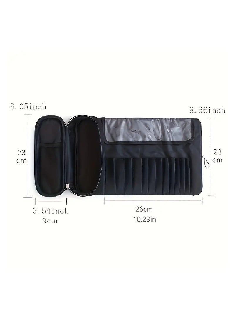 أوريتي حقيبة فرشاة المكياج المحمولة-منظم مستحضرات التجميل والسفر بأسلوب (أسود) - Image 3