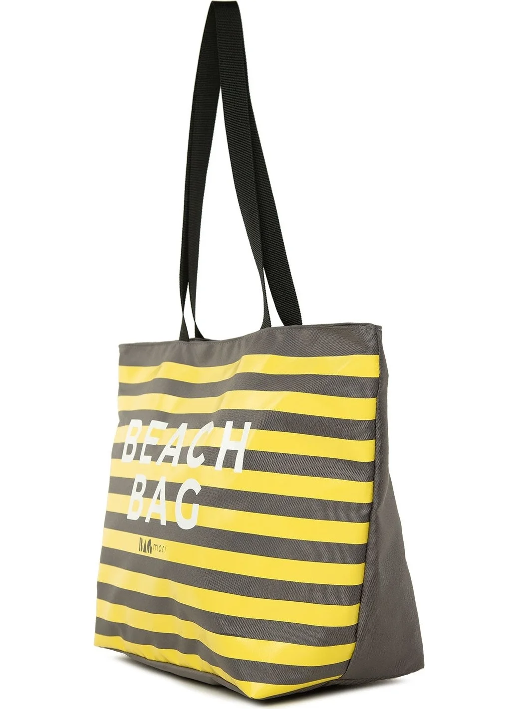Bagmori Gray Striped Beach Bag Printed Beach Bag