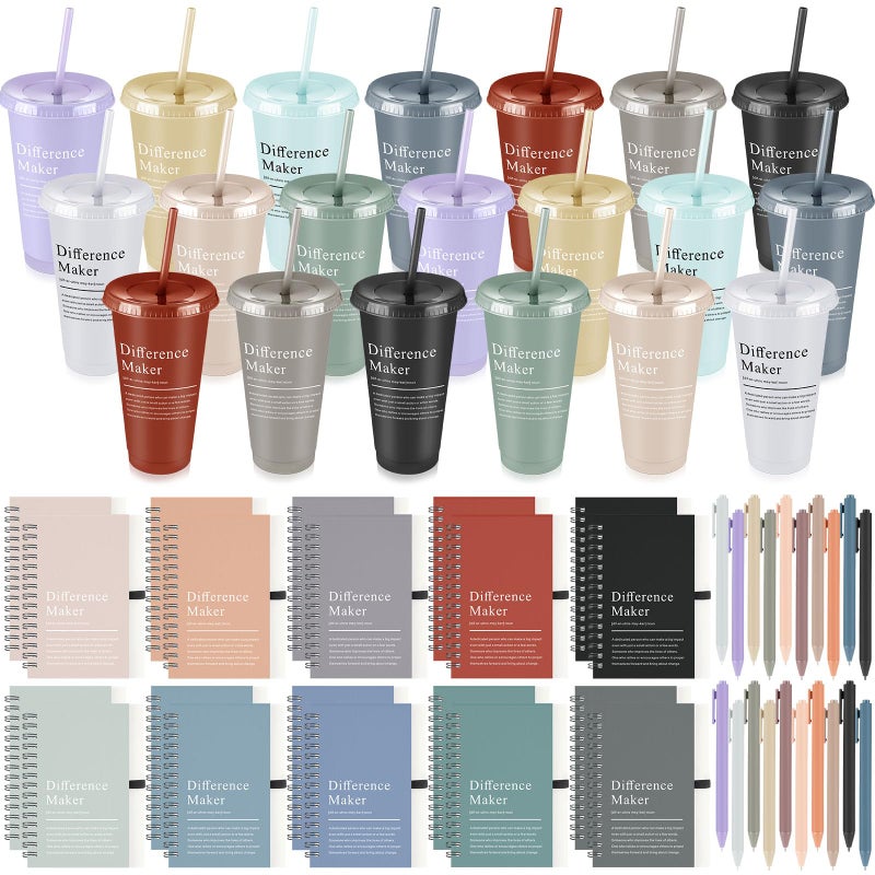 Marspark 20 Sets Difference Maker Gifts for Women Men Employee Appreciation Gifts Bulk Inspirational Thank You Cup Motivational Notebooks with Pen for Team Teacher Coworker Office Retro Color - Image 2