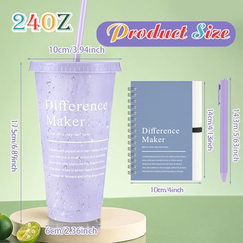 Marspark 20 Sets Difference Maker Gifts for Women Men Employee Appreciation Gifts Bulk Inspirational Thank You Cup Motivational Notebooks with Pen for Team Teacher Coworker Office Retro Color - Image 3
