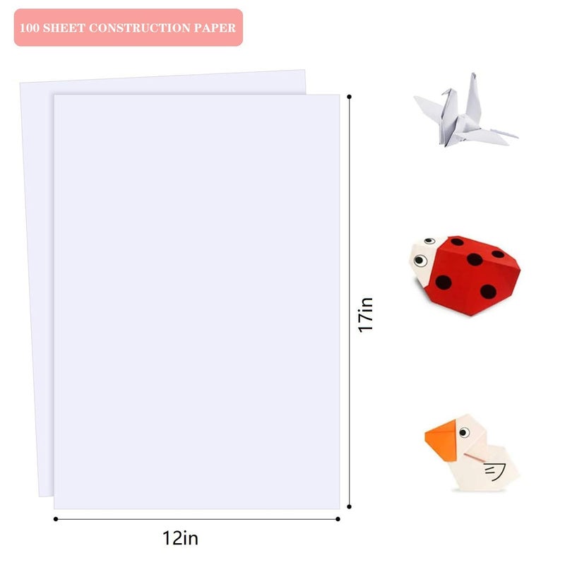 Shinok 100 Sheets Arts Craft Paper for Drawing 12â€ x 17â€ White Construction Paper for Coloring, Creating, School Art Project Supplies, Standard Weight - Image 2