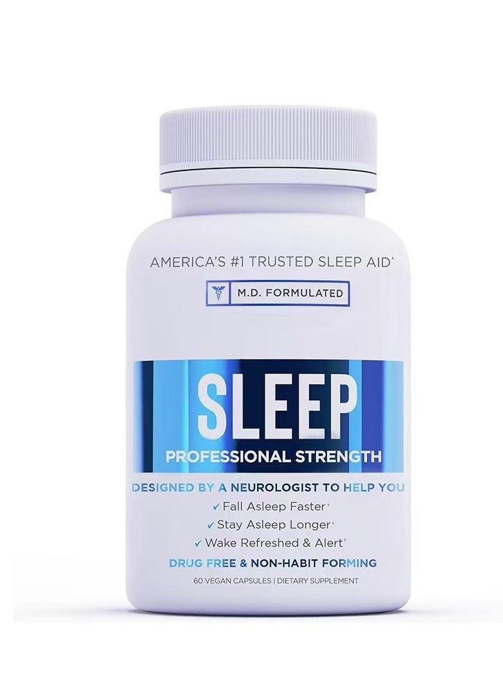 سليب Sleep Professional Strength Sleep Aid - النوم أسرع، البقاء في النوم لفترة أطول، الاستيقاظ منعش - 60 كبسولة نباتية، خالية من المخدرات وغير تشكيل العادات - Image 1
