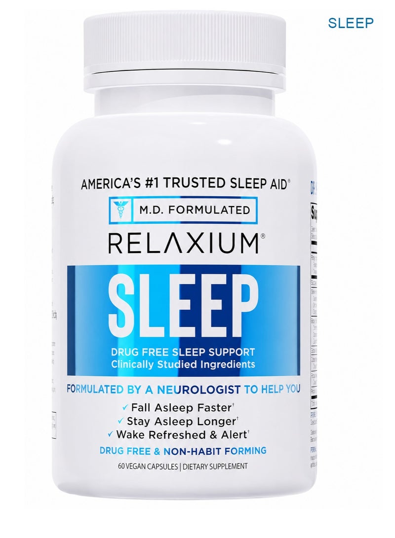 SLEEP Professional Strength Sleep Aid - Fall Asleep Faster, Stay Asleep Longer, Wake Refreshed - 60 Vegan Capsules, Drug Free & Non-Habit Forming - Image 1