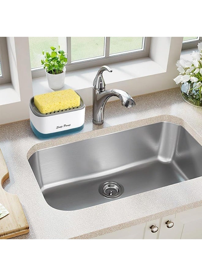 ECVV Kitchen Dish Soap Dispenser with Sponge Holder, 2-1 Counter top Soap Pump Dispenser Sink Dish washing Soap Dispenser for Kitchen Sink Dishwashing Soap Dispenser White - Image 3