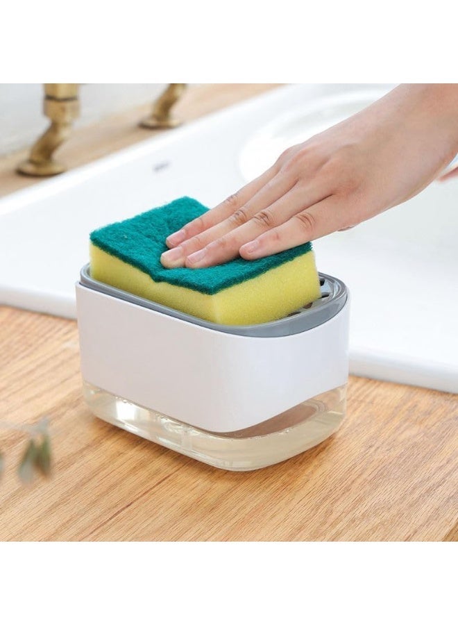 ECVV Kitchen Dish Soap Dispenser with Sponge Holder, 2-1 Counter top Soap Pump Dispenser Sink Dish washing Soap Dispenser for Kitchen Sink Dishwashing Soap Dispenser White - Image 5