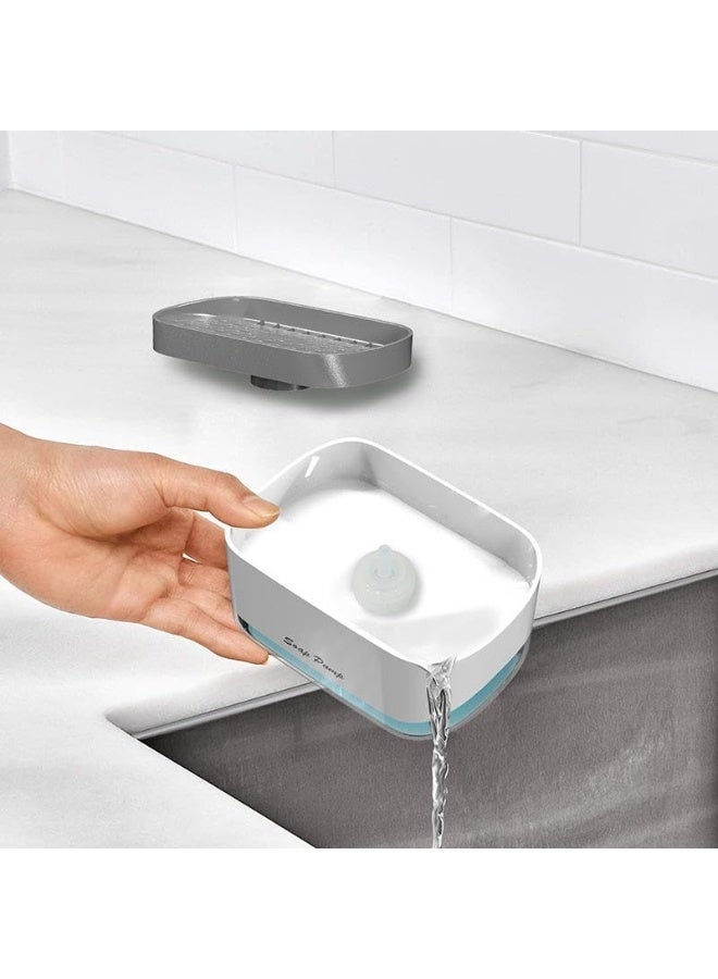 ECVV Kitchen Dish Soap Dispenser with Sponge Holder, 2-1 Counter top Soap Pump Dispenser Sink Dish washing Soap Dispenser for Kitchen Sink Dishwashing Soap Dispenser White - Image 4