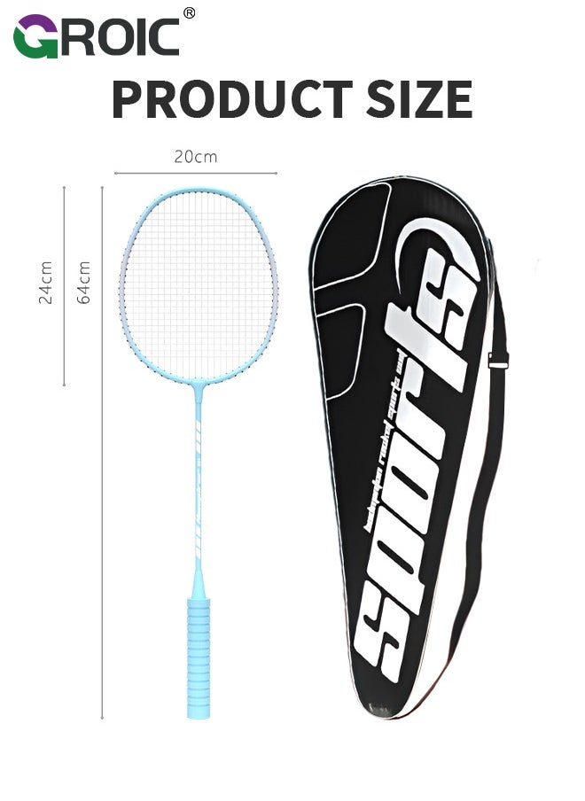 2 Pieces Badminton Set,Outdoor sports set,Badminton Set Including 1 Badminton Bag,2 Rackets,3 badminton balls,2 Replacement Grip Tapes