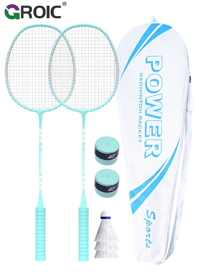 GROIC 2 Pieces Badminton Set,Outdoor sports set,Badminton Set Including 1 Badminton Bag,2 Rackets,3 badminton balls,2 Replacement Grip Tapes - Image 1