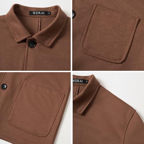 WZIKAI Men's Casual Sport Coat Jacket Regular Fit Lightweight Suit Jacket for Men Brown XXXL - Image 5