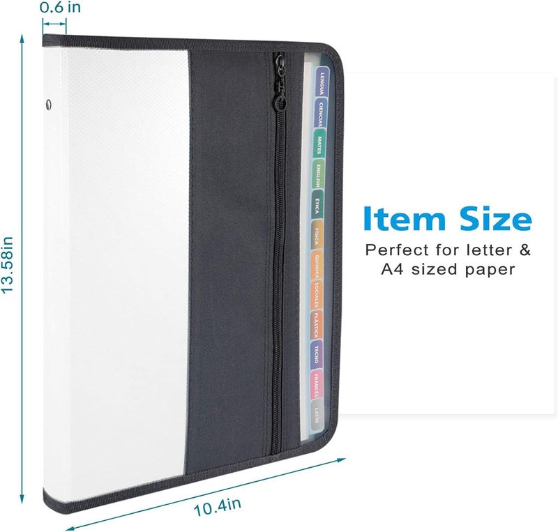 Sooez Accordion File Organizer with Safe Zipper, 12 Pocket Expanding File Folder with Front Pencil Pouch, Portable Monthly Paper Bill Tax Receipt Organizer, School Office Supplies, Letter Size, White - Image 5