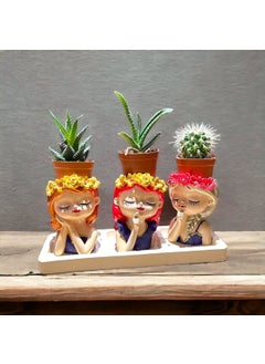 Taşdevri Life Tasdevri Life Succulent Girls 3 Piece Flowerpot Set 3  - Image 2